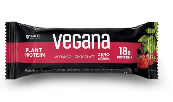 Barra De Proteína Vegana Zero Morango Chocolate 70g Harts Natural Nuttrindo 4423