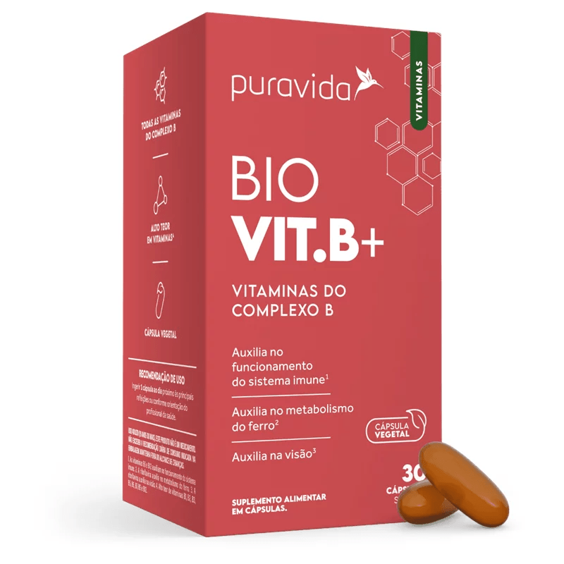 Bio Vit B+ Vitaminas Do Complexo B 30 Cápsulas Pura Vida - Nuttrindo