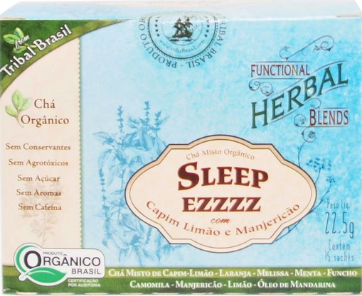 Chá Misto Sleep Ezzzz Com Capim Limão e Manjericão Orgânico 22,5g caixa com 15 saches Tribal Brasil