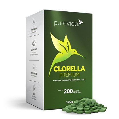 Clorella Premium (100g)  200 Tabletes Puravida