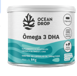 Ômega 3 DHA Vegano 120 Cápsulas Ocean Drop