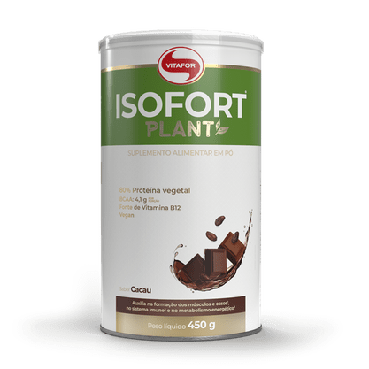 Proteína Vegetal Isolado Isofort Plant Sabor de Cacau 450g Vitafor
